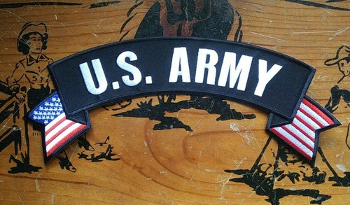 LARGE US ARMY UPPER (TOP) ROCKER MOTORCYCLE JACKET BIKER MILITARY BACK ...
