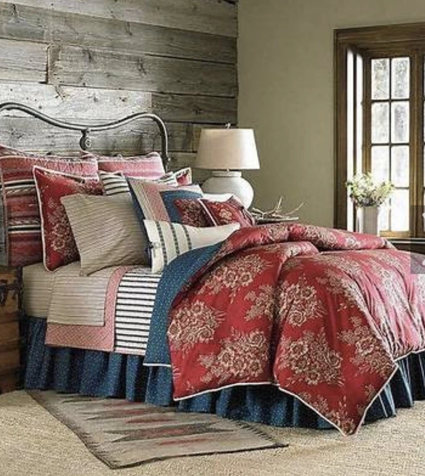 NEW! RALPH Lauren CHAPS Telluride *KING COVERLET QUILT Blue FLOWERS Stripes NWOT - Image 2 of 4