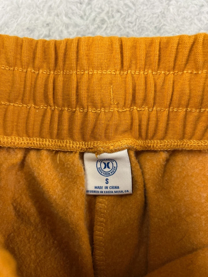 Hurley 裤子女式小号黄色慢跑运动裤棉混纺抽绳 — 第 3/4 张图片