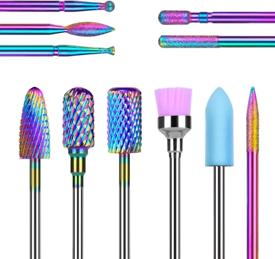 Nail Drill Bits Set, 11Pcs Electric Nail Drill Bits Kit 3/32" Tungsten Carbide L