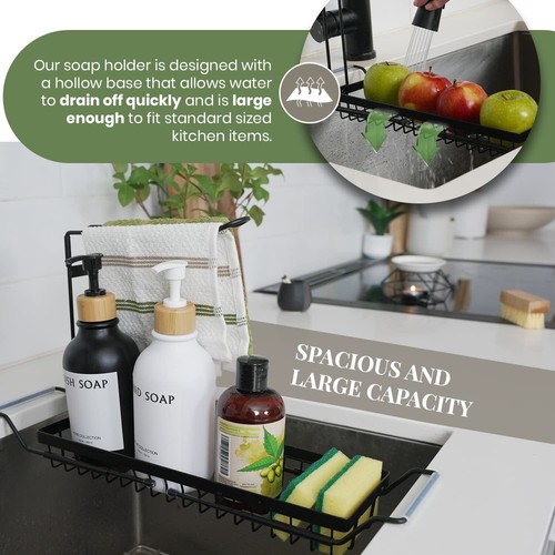 Large Sponge Holder For Kitchen Sink With Dishcloth Towel Holder Stainless Steel - Picture 3 of 7