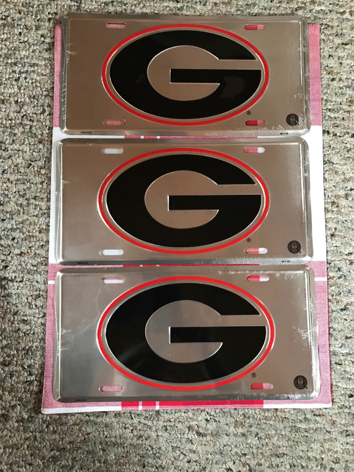 Georgia Bulldogs Logo Chrome Metal License Car Truck Plate Tag 3 Pack NEW CHAMPS