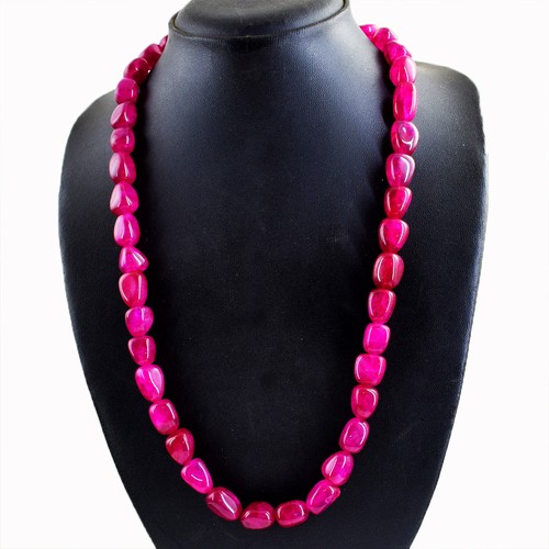 316 Cts Earth Mined Enhanced Ruby & Jade Beads Womens Necklace Jewelry