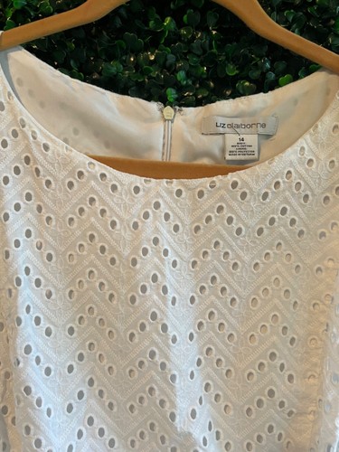Liz Claiborne Sleeveless White Sheath Dress Size 14 - Picture 3 of 6