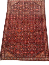 4 X 7 Antique Farahan Rug, Red Circa 1880 Sunset Peach Blue Gold 400 KPSI
