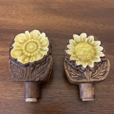 2 Vintage ceramic sunflower containers with cork plugs