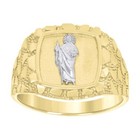 Jude Religious Nugget Ring Band Size 10 Real 10k 2 tone Gold Mens Saint