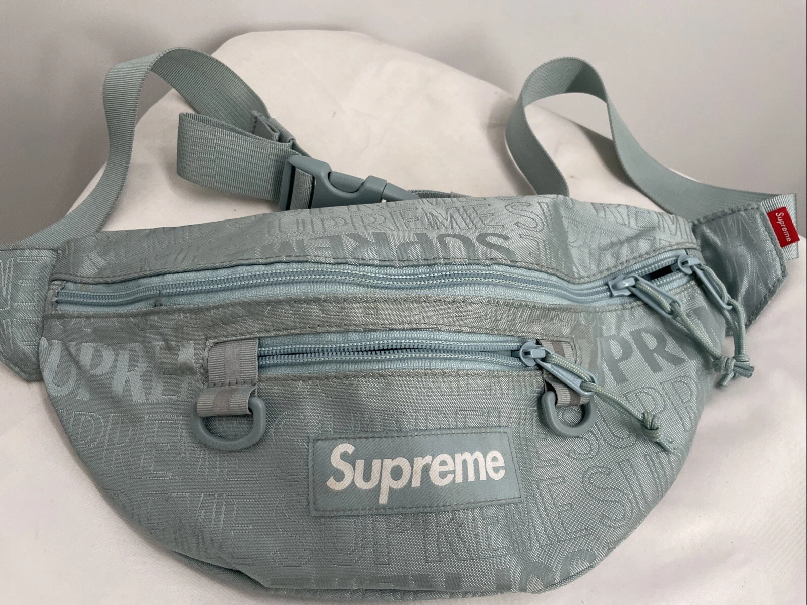 Sac Supreme Homme Printemps/Été 19 Logo Nylon Taille Bleu Glace Taille Unique