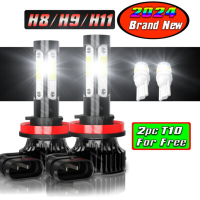 2pc LED Headlight Kit H11 6000K  Bulbs Bright White High Low Beam Foglight H8 H9