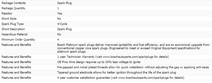 6 velas de ignição Bosch Platinum para 1996-2001 BUICK CENTURY V6-3.1L - Imagem 4 de 4