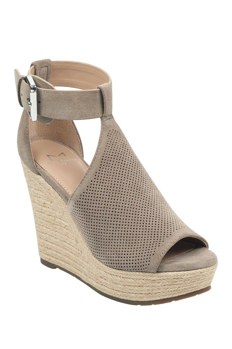 MARC FISHER LTD Alison Espadrille Wedges Natural Perforated