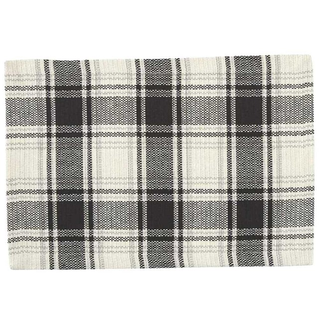 Crossroads Placemat Black Gray Creamy White Plaid Farmhouse Kitchen