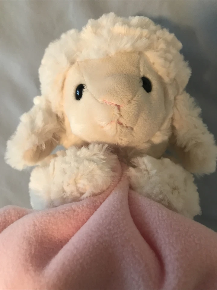 Demdaco Plush Lamb Pink Blanket Nat and Jules Cross No Sound - Image 3 of 4