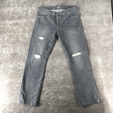 7 For All Mankind Rhigby Men's Gray Denim Jeans Size 32 Distressed Logo