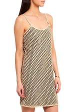 Diane Von Furstenberg Alvera Metallic Guipure Lace Mini Dress Size-M Color-Gold