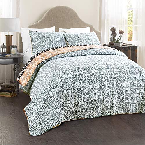 Lush D&eacute;cor Harley Quilt Damask Pattern Reversible 5 Piece Bedding Set, King, ...