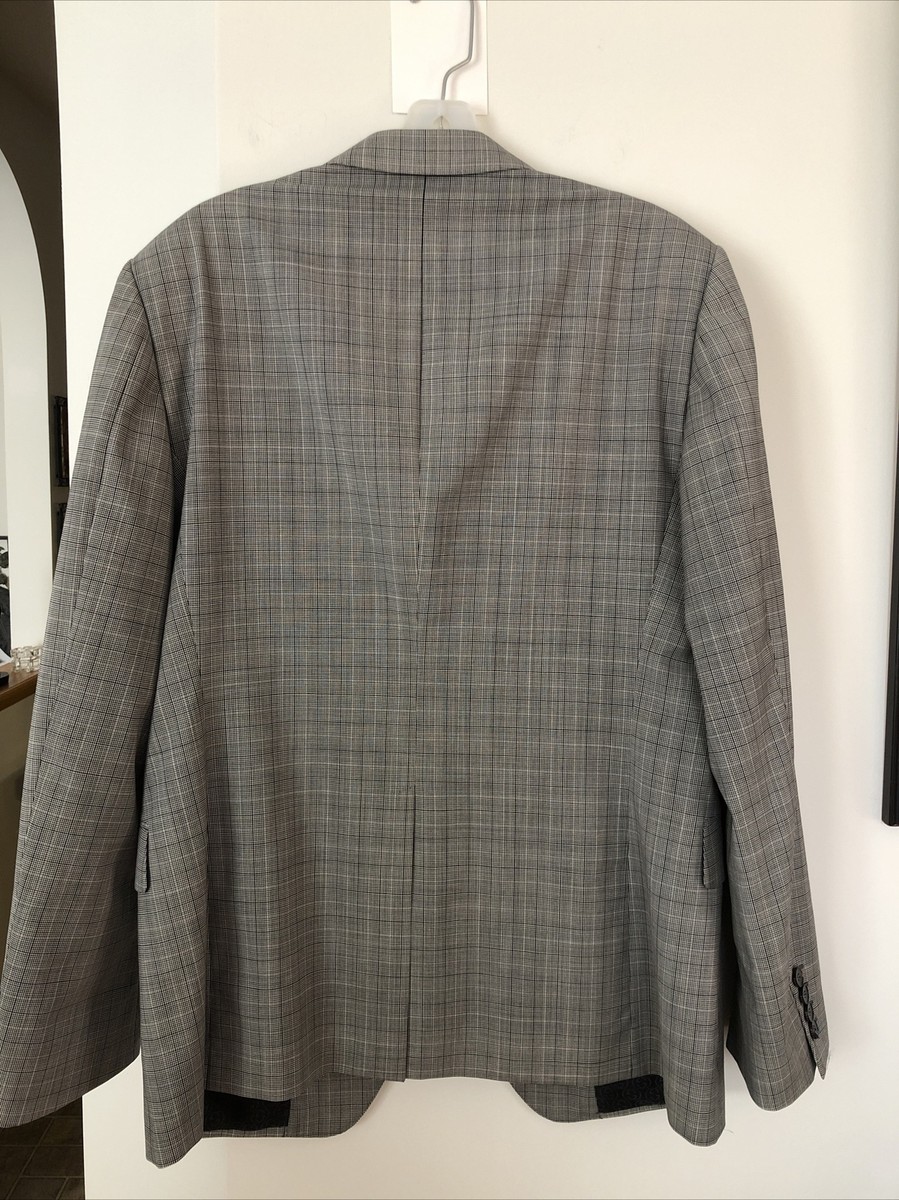 Authentic GUCCI 100% Wool gray micro plaid suit blazer sport