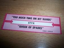1 Styx Too Much Time On My Hands / Queen Of Spades Jukebox Title Strip