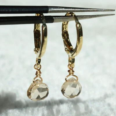 boucles d'oreilles pl or jaune pierre précieuse fine naturelle topaze jaune 2200 - Photo 1/4