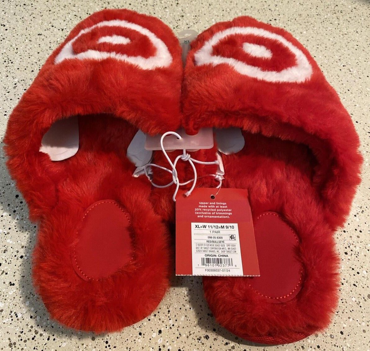 Target Wondershop Red Bullseye Slippers Extra Large XL (W 11-12, M
