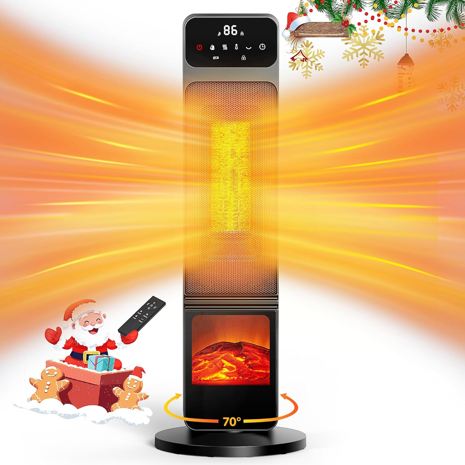 Space Heater, 1500W Electric Fireplace Heaters Indoor Portable with Child Lock &