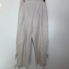 Grade & Gather Cotton Side Tie Barrel Pants Medium Tan Lagenlook Artsy Pull On