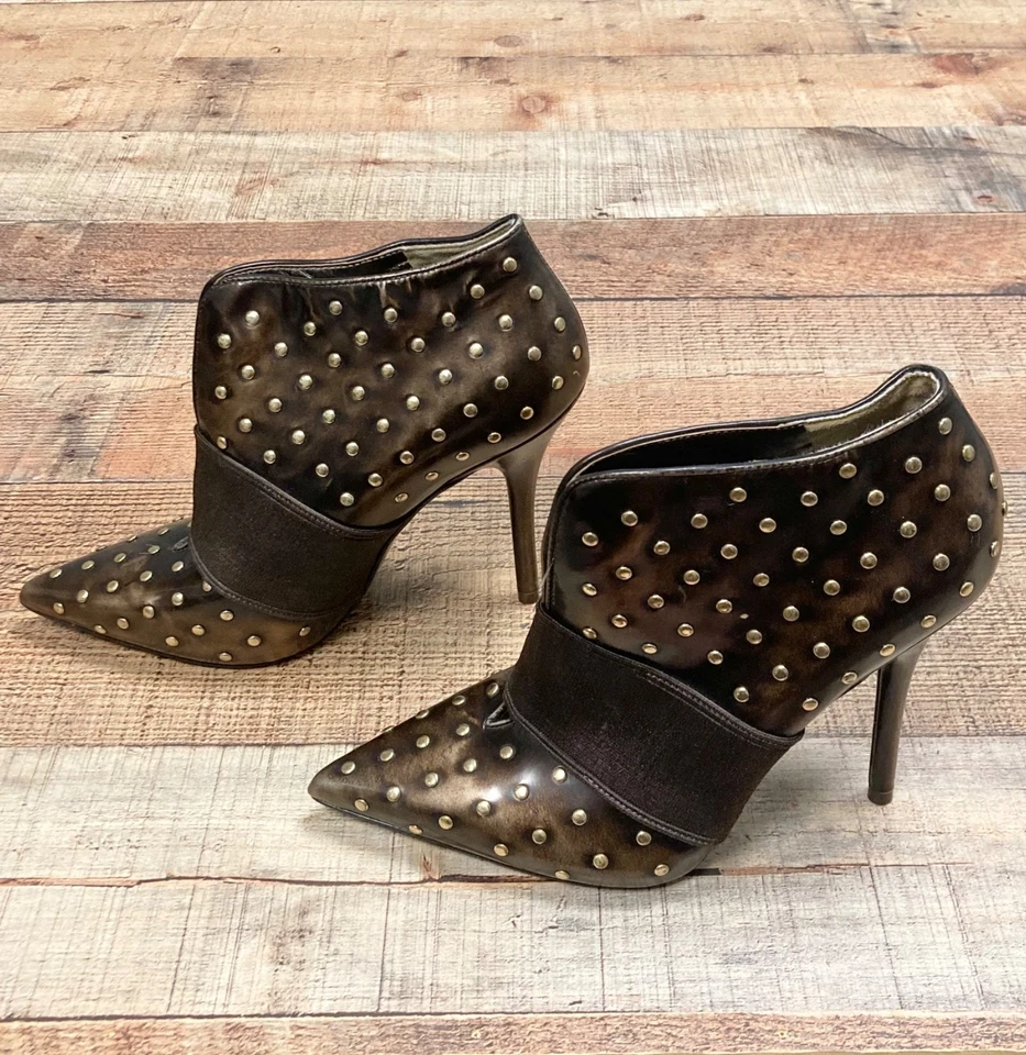 Botines para mujer Marciano con tachuelas marrón dorado talla 7 botines vanguardistas caprichosos  Foto 3 de 4