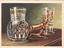 AK Kunsthandwerk Thüringen Lauschaer Glaskunst Zunftglas Werbung Phosphat (3040)