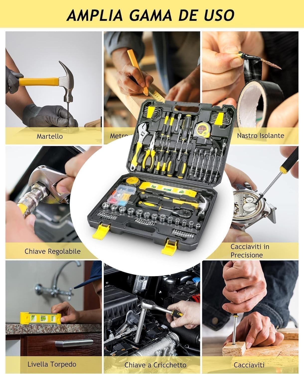 ACMOUNT Cassetta Attrezzi Completa 145 Pezzi Valigetta Attrezzi kit attrezzi Set - 4