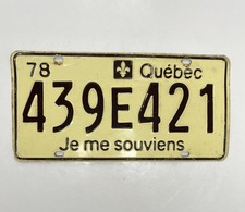 1978 QUEBEC LICENSE PLATE /439 E 421/ QUEBEC LICENSE PLATE 1978