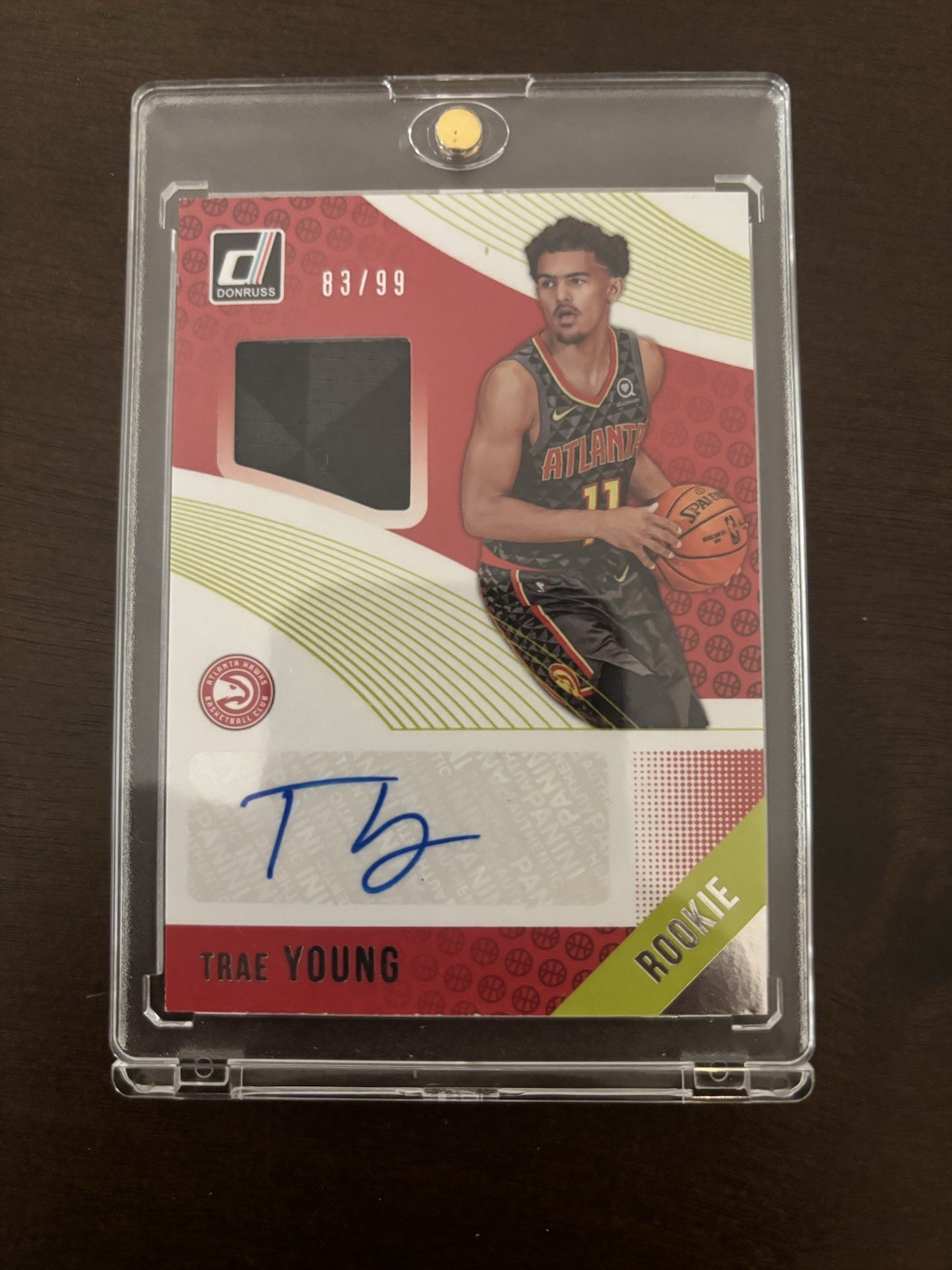 2018-19 Donruss Rookie Mat RPA #RMS-TYG Trae Young RC Auto Patch /99 Hawks