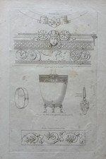 Antique 1823 Architectural Bronze Ornaments Engraving Lewis Vulliamy Henry Moses