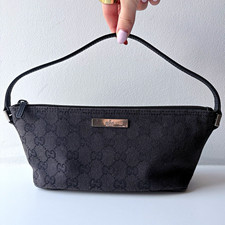 Autentica borsa a tracolla Mini Pochette in tela nera Gucci GG Monogramma