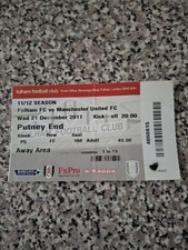 MATCH TICKET PREMIER LEAGUE FULHAM V MAN UTD 21st dec 2011