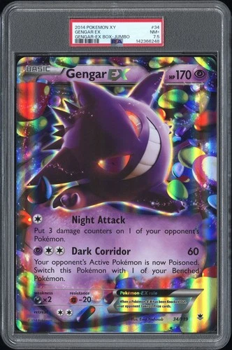 GENGAR EX JUMBO 2014 POKEMON XY PHANTOM FORCES #34 GENGAR-EX OVERSIZE PSA 7.5