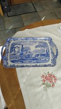 Pimpernel Spode blau italienisches gro&szlig;es Melamin Tablett mit Griff Ma&szlig;e 19 x 11,5"