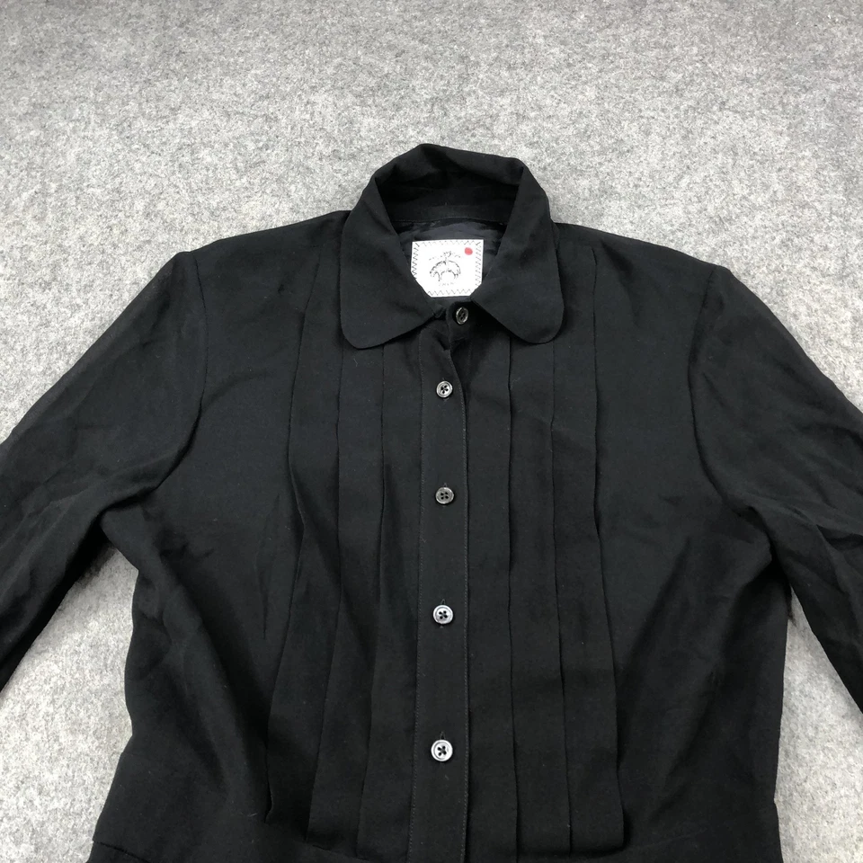 Brooks Brothers Dress Womens BB2 Black Silk Shirtdress Black Fleece Italy - Image 4 of 4