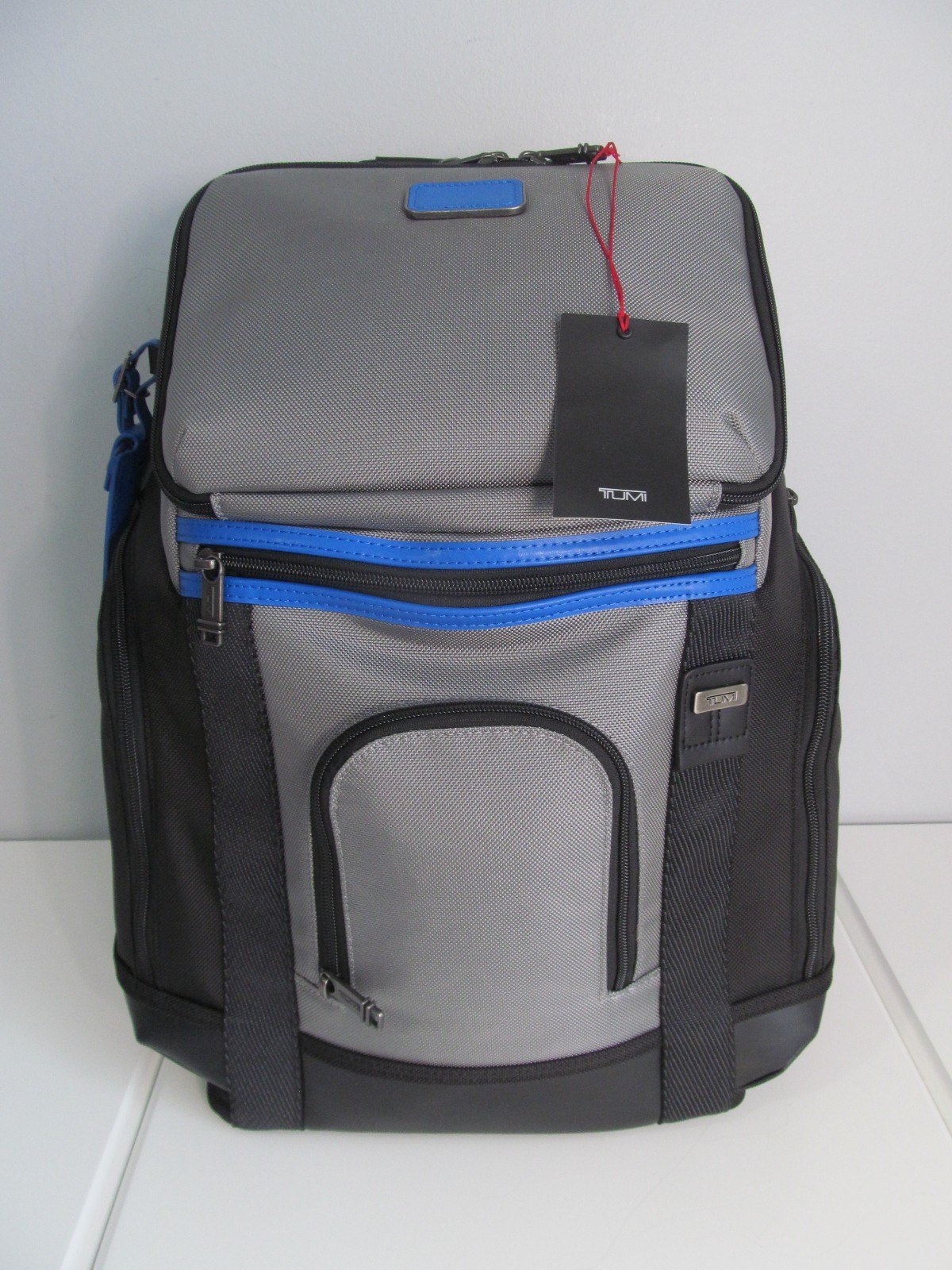 TUMI Phinney Color Block Blue/Gray Trolley 16" Laptop Backpack-Durable Nylon-NWT