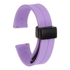 16mm Magnetic Silicone Watch Band with Black Folding Buckle, Light Purple