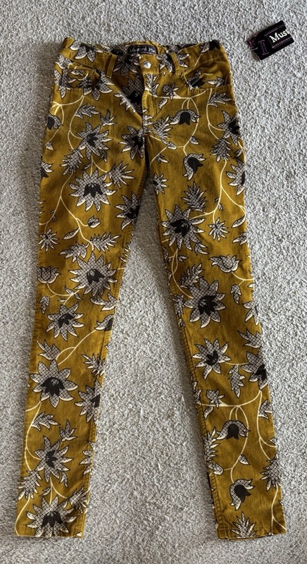 Girls Mustard Pie Corduroy Floral Skinny Pants Size 12