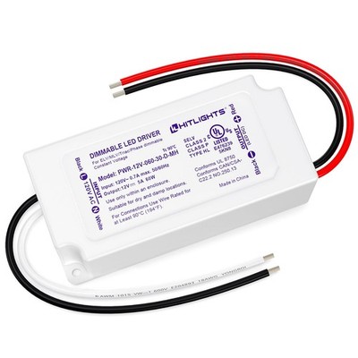 60W Dimmable LED Driver, Electronic Transformer, 120V AC to White