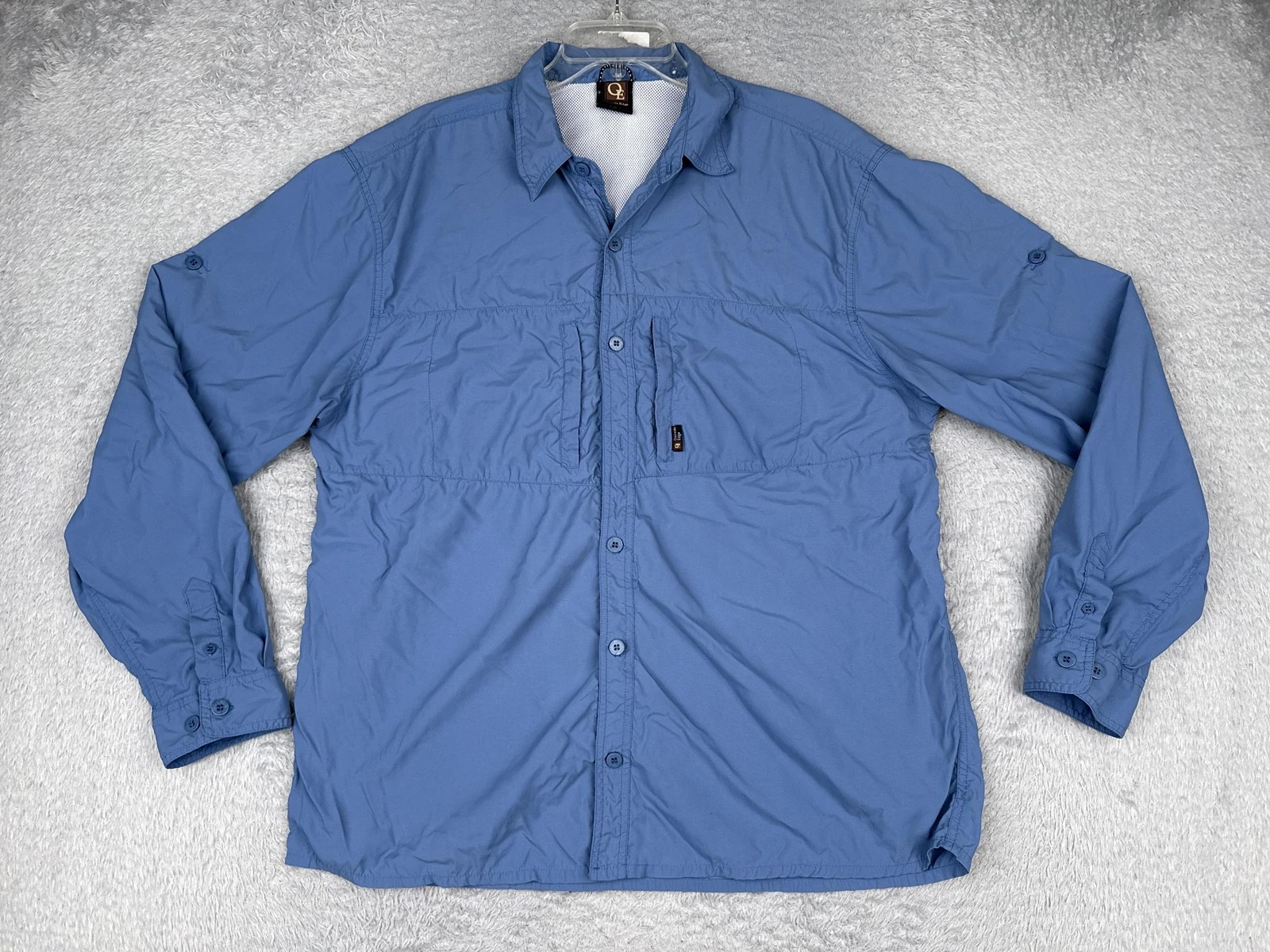 Outside Edge Shirt Mens XL Blue Long Sleeve Fishing Button Up Vented Outdoor