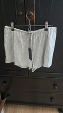 NWT GIANNI BINI Blue Linen Blend Striped Shorts Drawstring Beachy Pull On Size 8