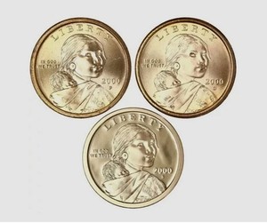 2000 P D S 3 Coin Set Sacagawea Native American Dollars UNC & Proof 1st Issue,,)