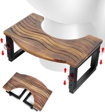 Toilet Stool Foldable,7,8,9 in Adjustable Height,Acacia Wood Poop Stool for Pott