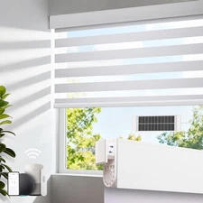 Motorized Zebra Blinds with Remote, No Drill Cordless Roller Shades, Equipped...