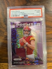 2024 Panini Prizm Premier Jerseys Jayden Daniels #PJ-JDS Purple Pulsar Prizm pSA