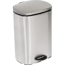 Honey Can Do Rectangular Stainless-Steel Trash Can with Step Pedal, 12L
