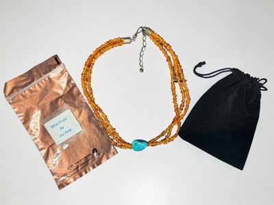 Jay King DTR 925 Sterling Silver Amber Chip Turquoise Nugget Necklace 23 