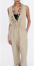 ZARA oversized linen gathered sleeveless romper. Size small. Pre-loved.